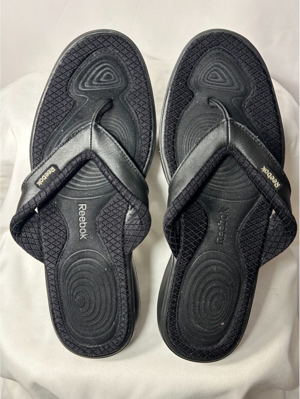 Reebok EasyTone Women's Flip Flops Black Casual Thong Toning Sandals Sz 8